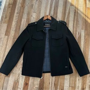 Men's Guess Wool Coat in Black